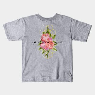 Floral Peony Hive Latin Kids T-Shirt